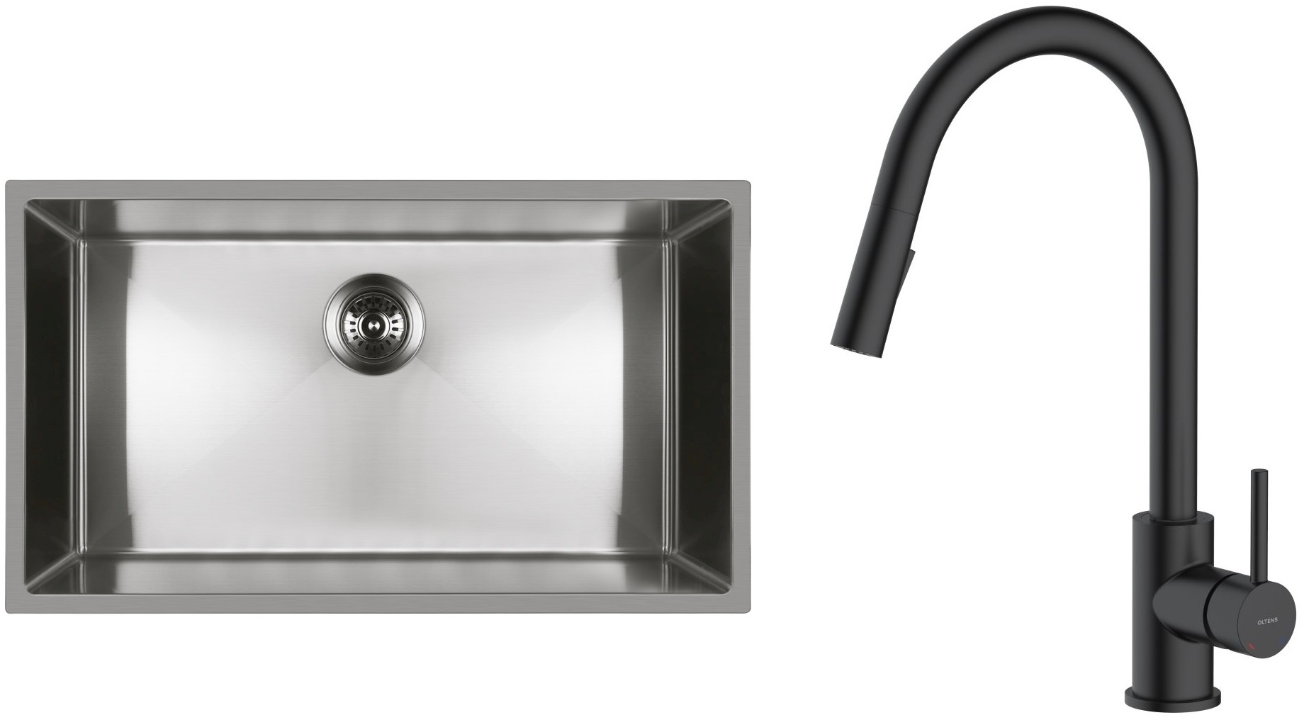 Set Stahlspüle Oltens Stalvask 71102100, Küchenarmatur Oltens Litla 35204300