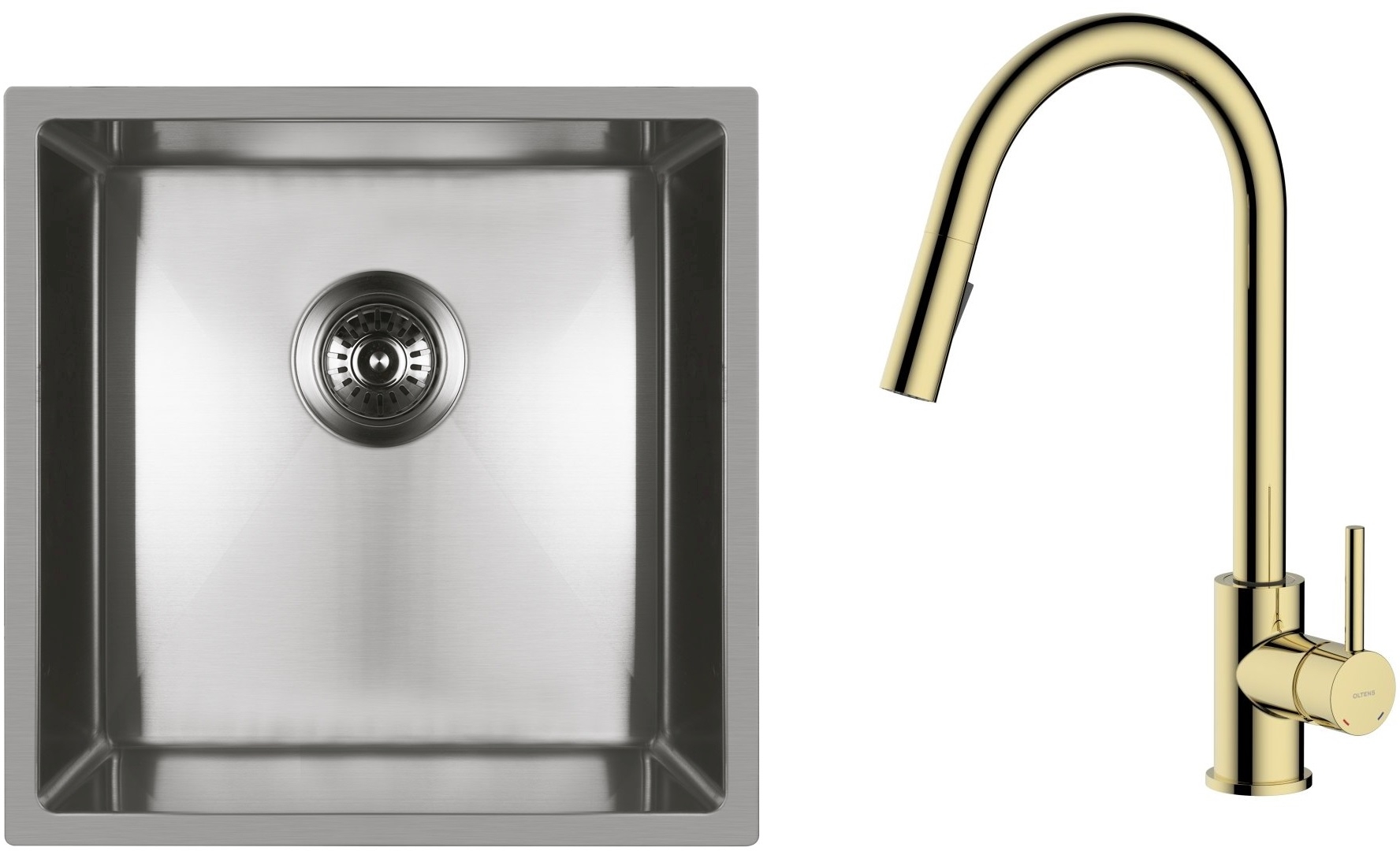 Set Stahlspüle Oltens Stalvask 71100100, Küchenarmatur Oltens Litla 35204800
