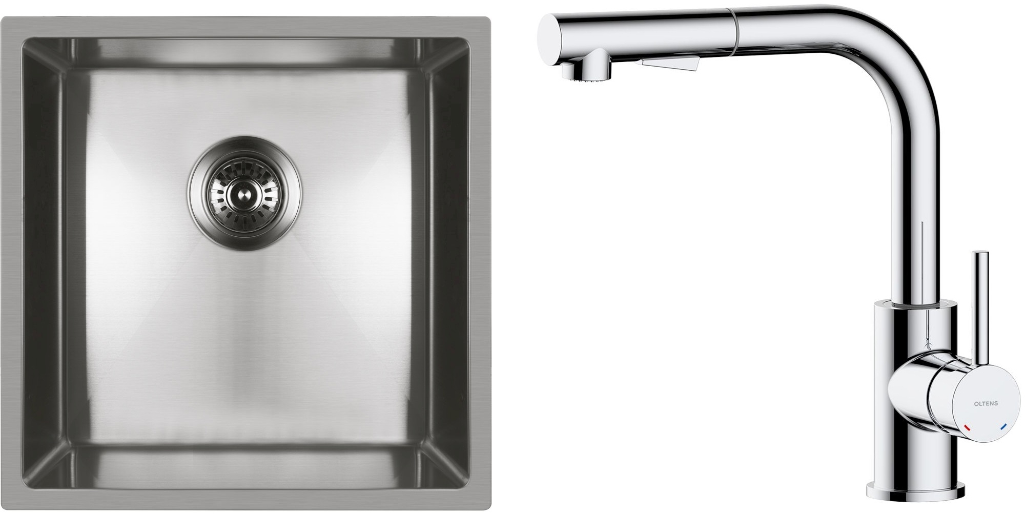 Set Stahlspüle Oltens Stalvask 71100100, Küchenarmatur Oltens Myvat 35205100