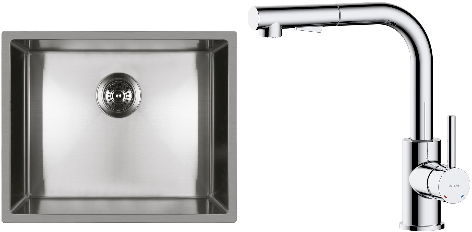Set Stahlspüle Oltens Stalvask 71101100, Küchenarmatur Oltens Myvat 35205100