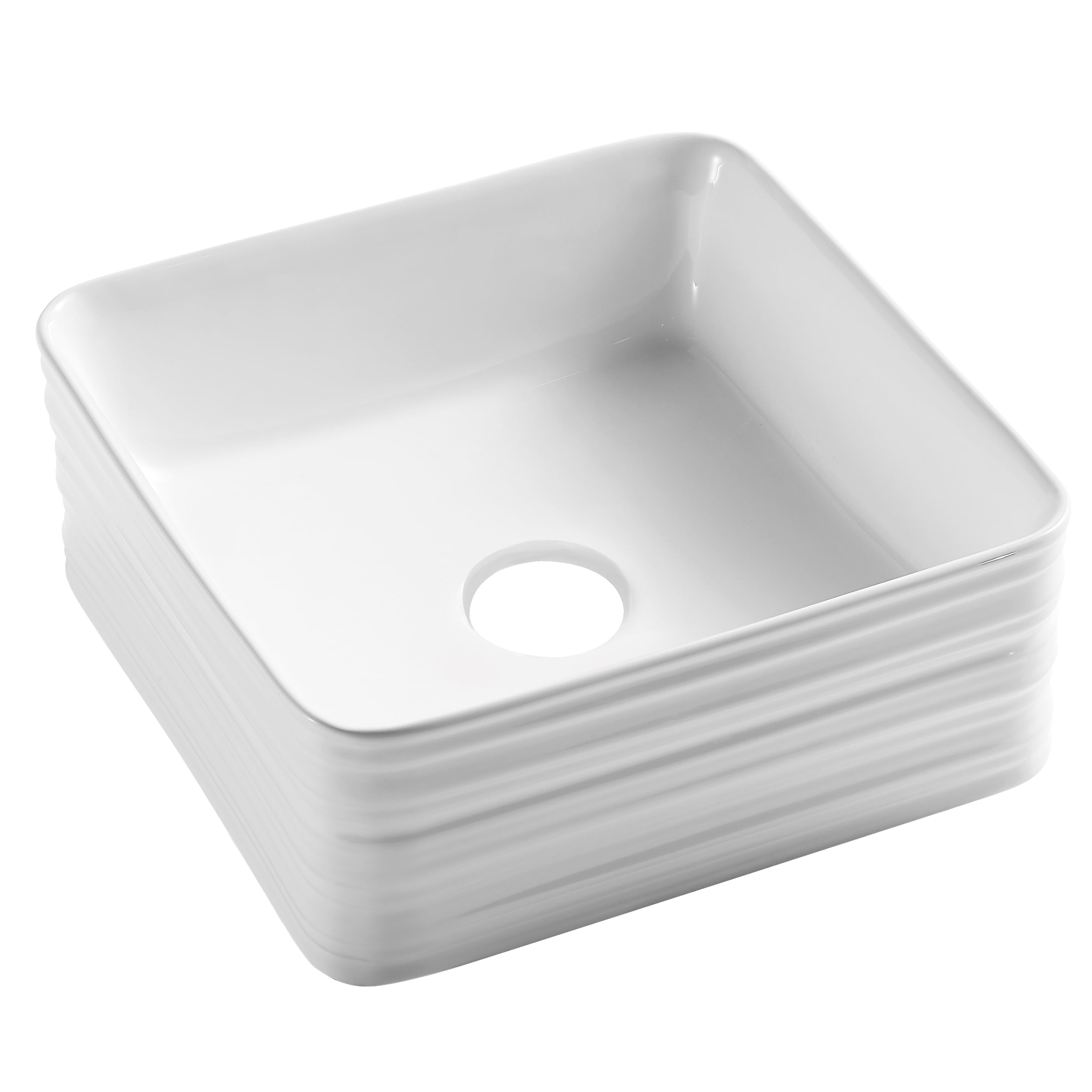 Invena Akte Waschbecken 38x38 cm quadratisch Aufsatzwaschbecken weiß CE-54-K01