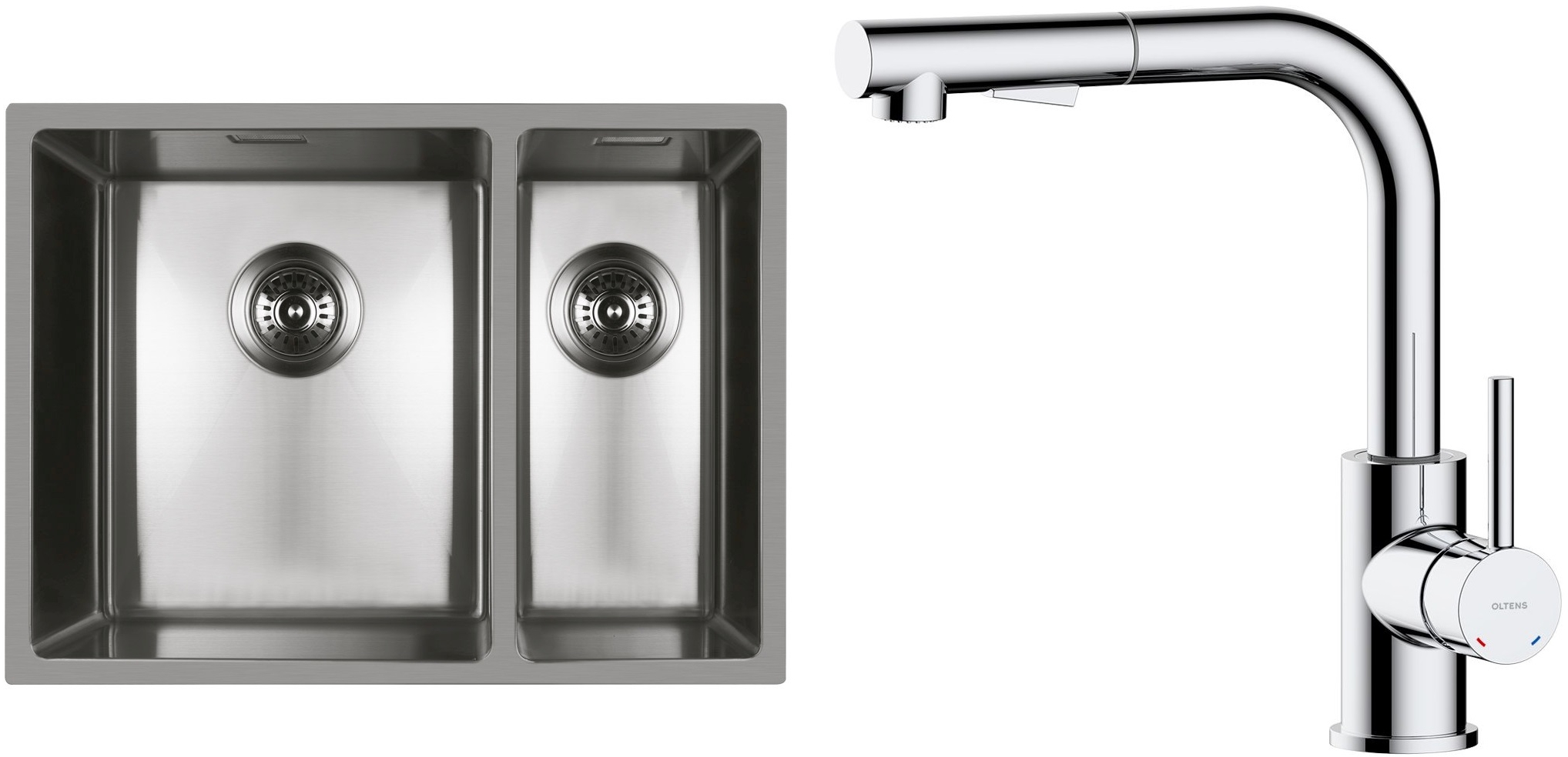 Set Stahlspüle Oltens Stalvask 71200100, Küchenarmatur Oltens Myvat 35205100