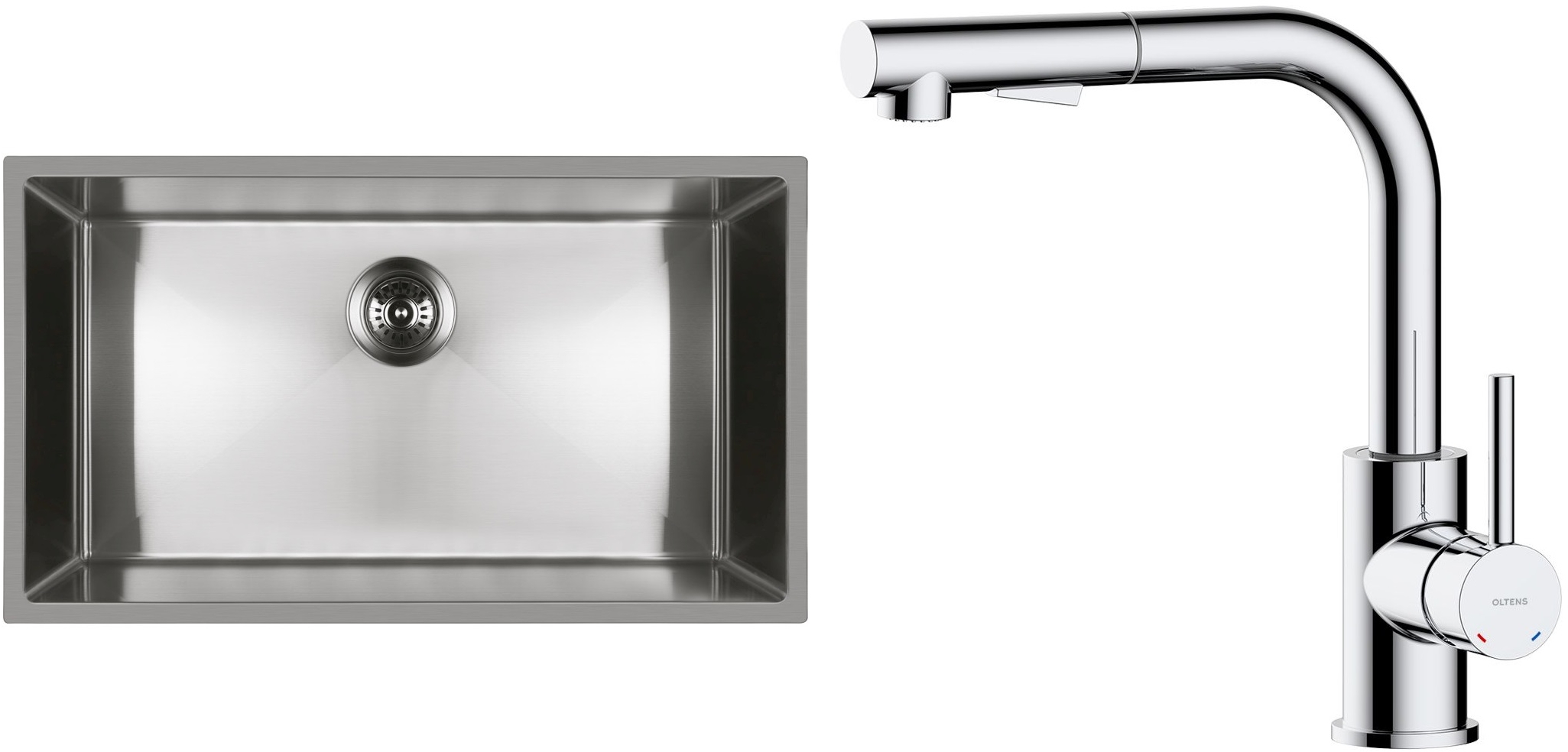 Set Stahlspüle Oltens Stalvask 71102100, Küchenarmatur Oltens Myvat 35205100