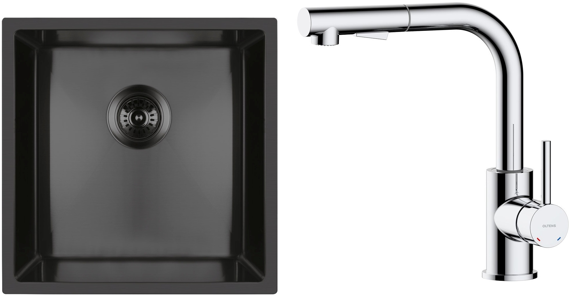 Set Stahlspüle Oltens Stalvask 71100300, Küchenarmatur Oltens Myvat 35205100