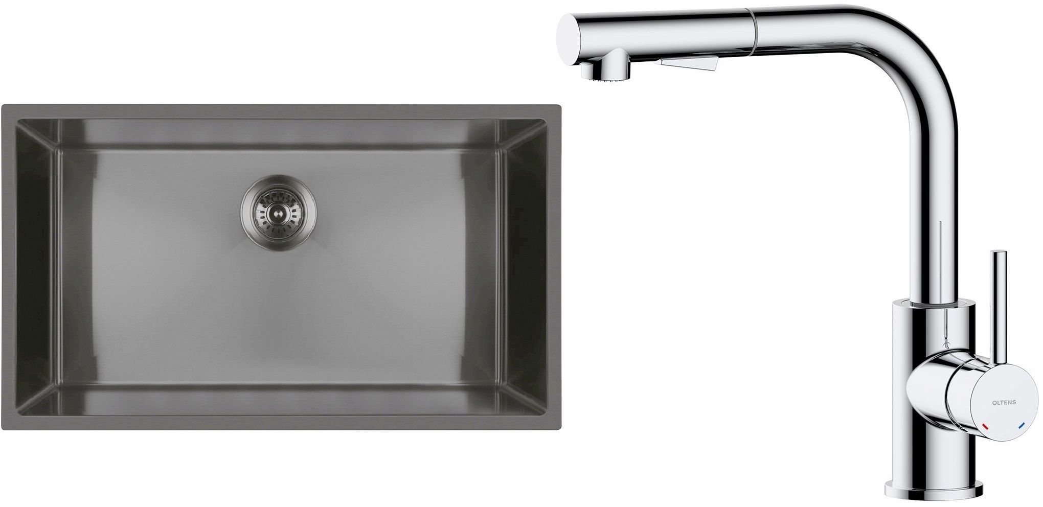 Set Stahlspüle Oltens Stalvask 71102300, Küchenarmatur Oltens Myvat 35205100