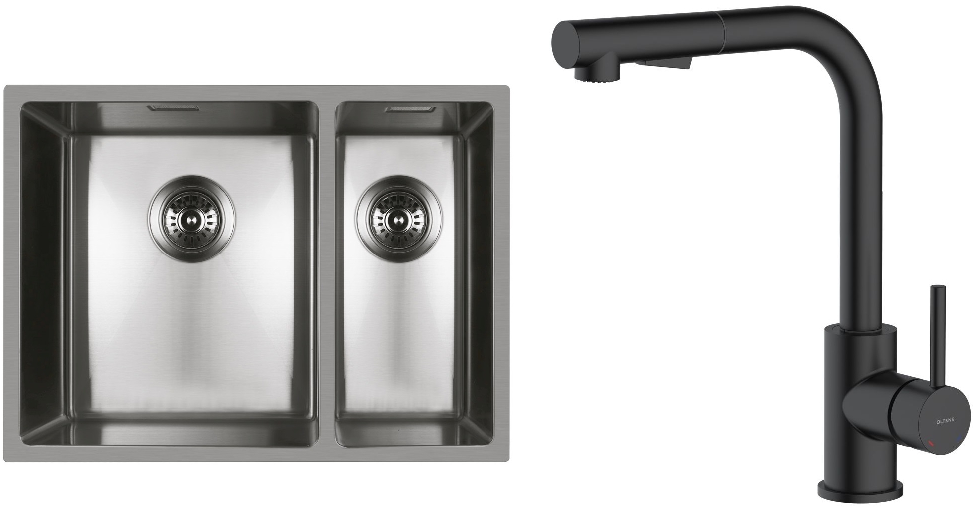 Set Stahlspüle Oltens Stalvask 71200100, Küchenarmatur Oltens Myvat 35205300