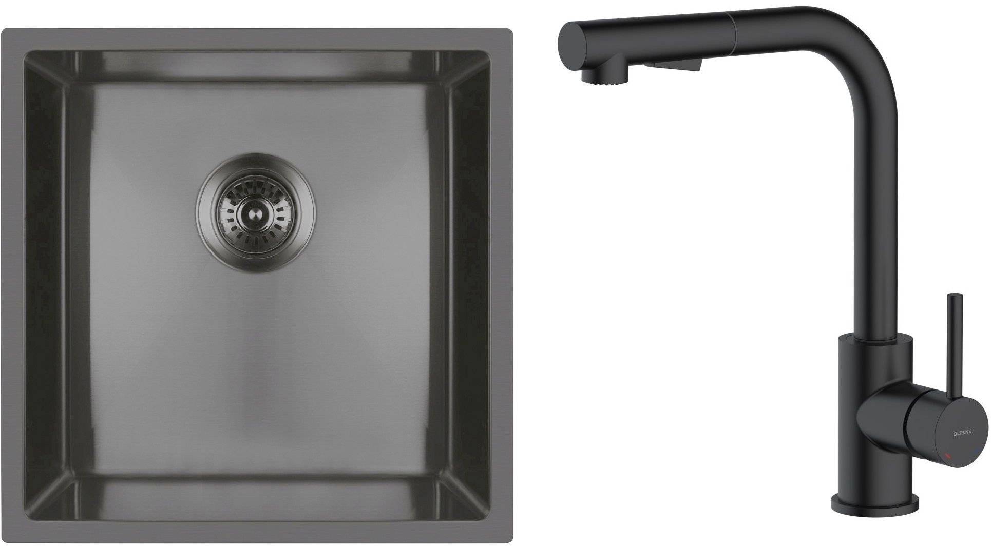 Set Stahlspüle Oltens Stalvask 71100300, Küchenarmatur Oltens Myvat 35205300