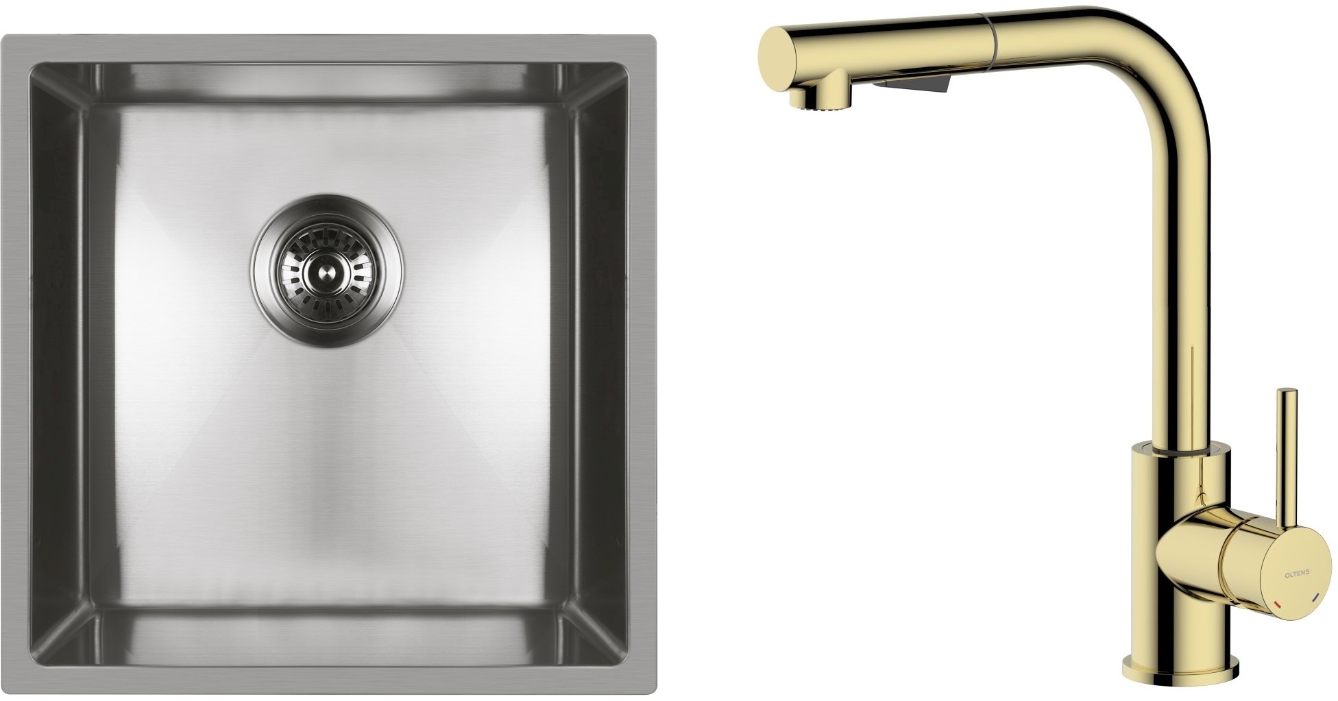 Set Küchenarmatur Oltens Myvat 35205800, Stahlspüle Oltens Stalvask 71100100