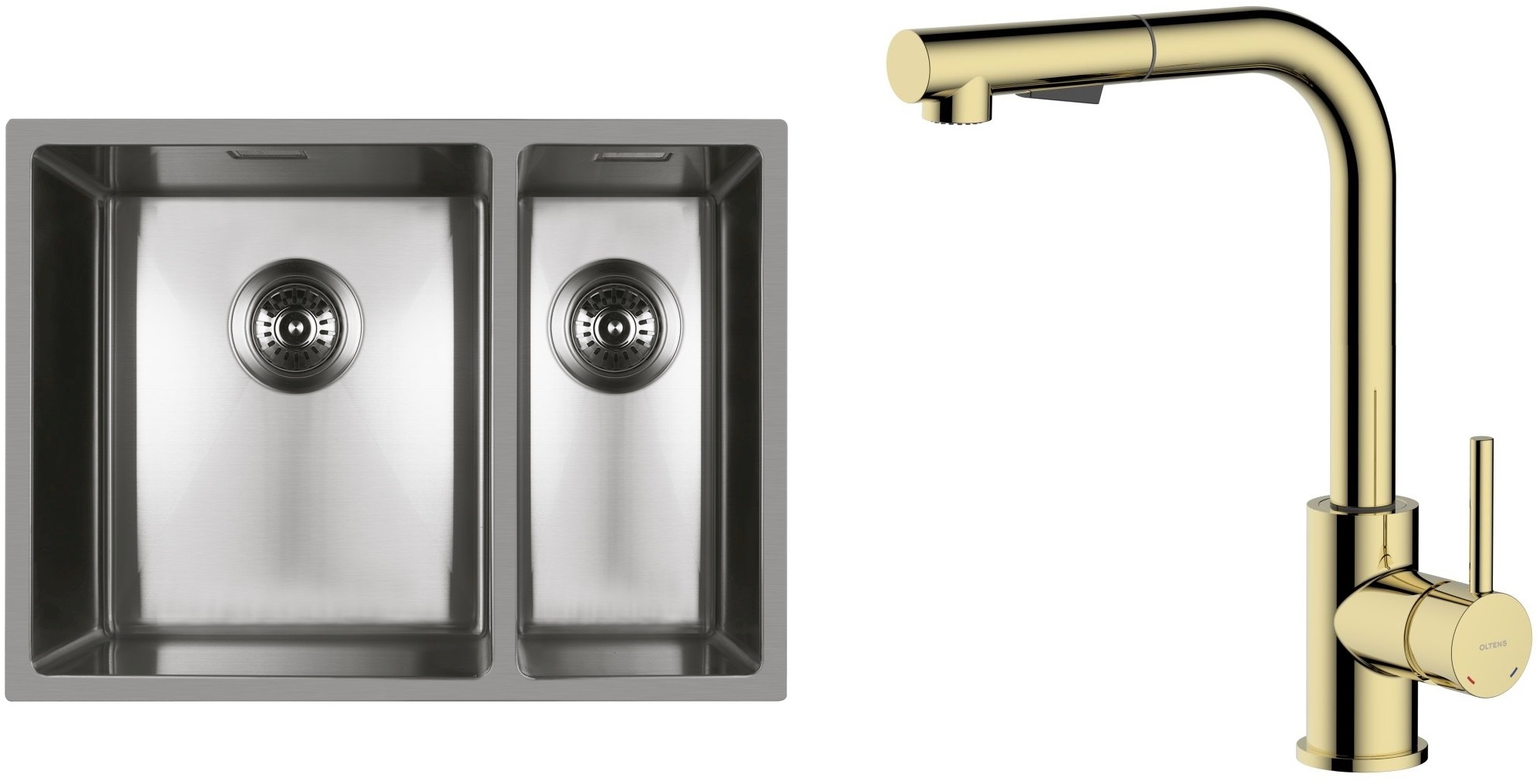 Set Stahlspüle Oltens Stalvask 71200100, Küchenarmatur Oltens Myvat 35205800