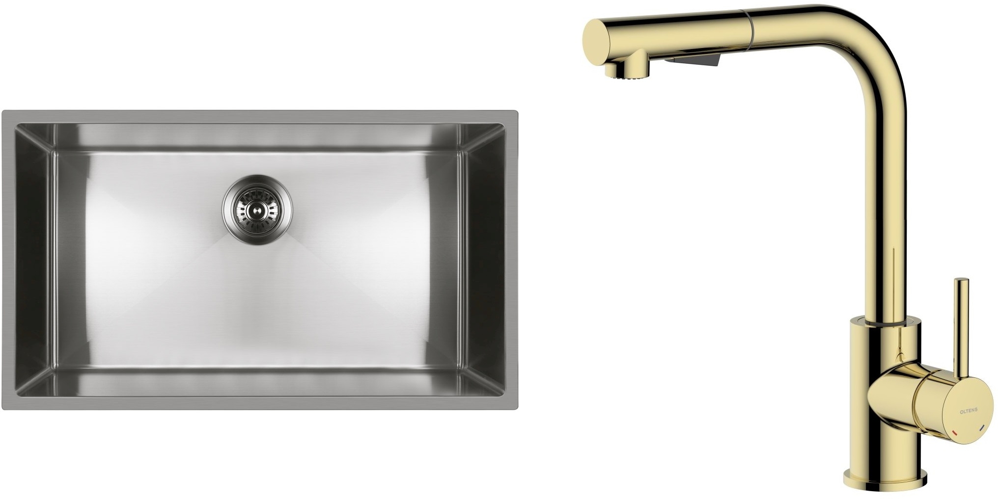 Set Stahlspüle Oltens Stalvask 71102100, Küchenarmatur Oltens Myvat 35205800