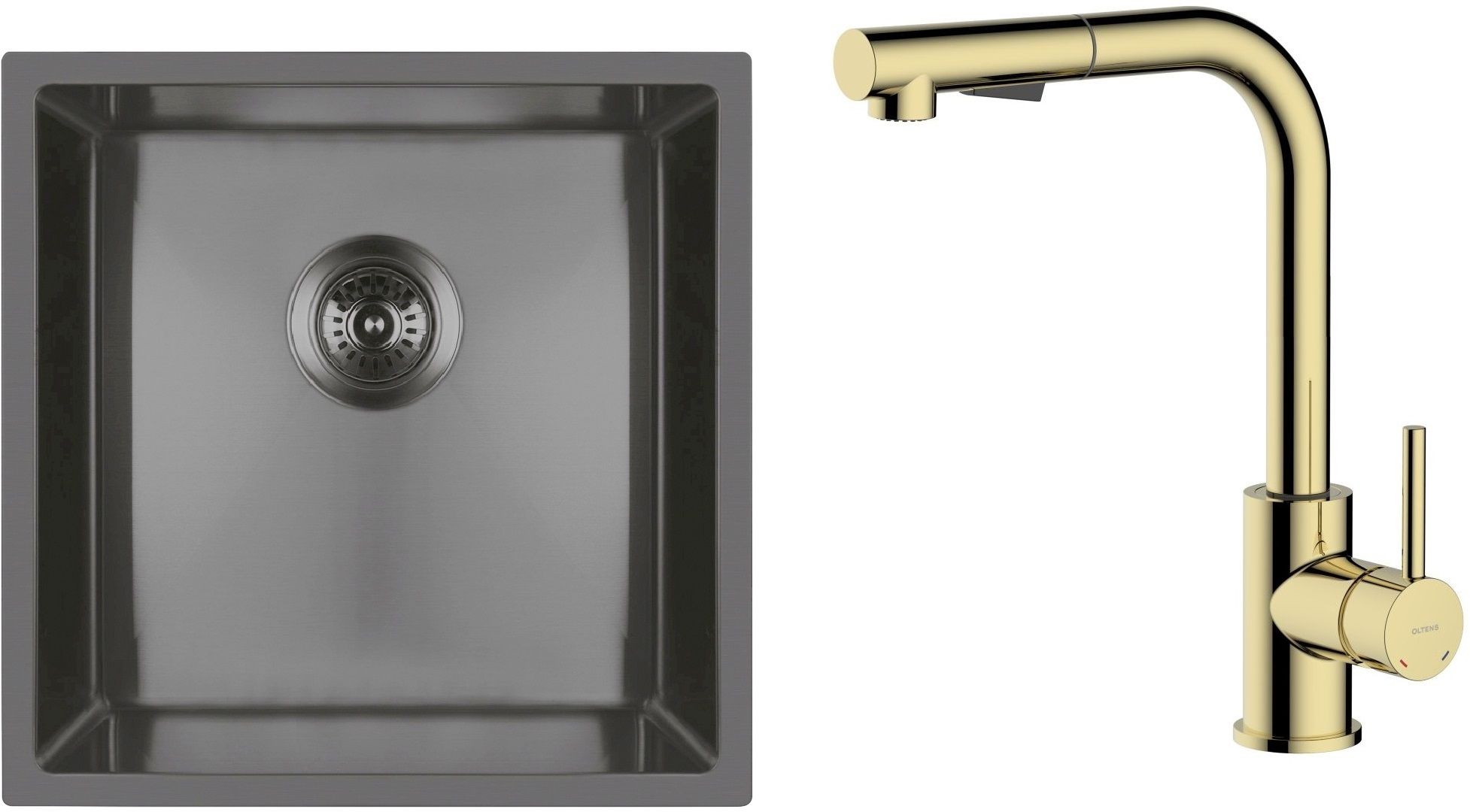Set Stahlspüle Oltens Stalvask 71100300, Küchenarmatur Oltens Myvat 35205800