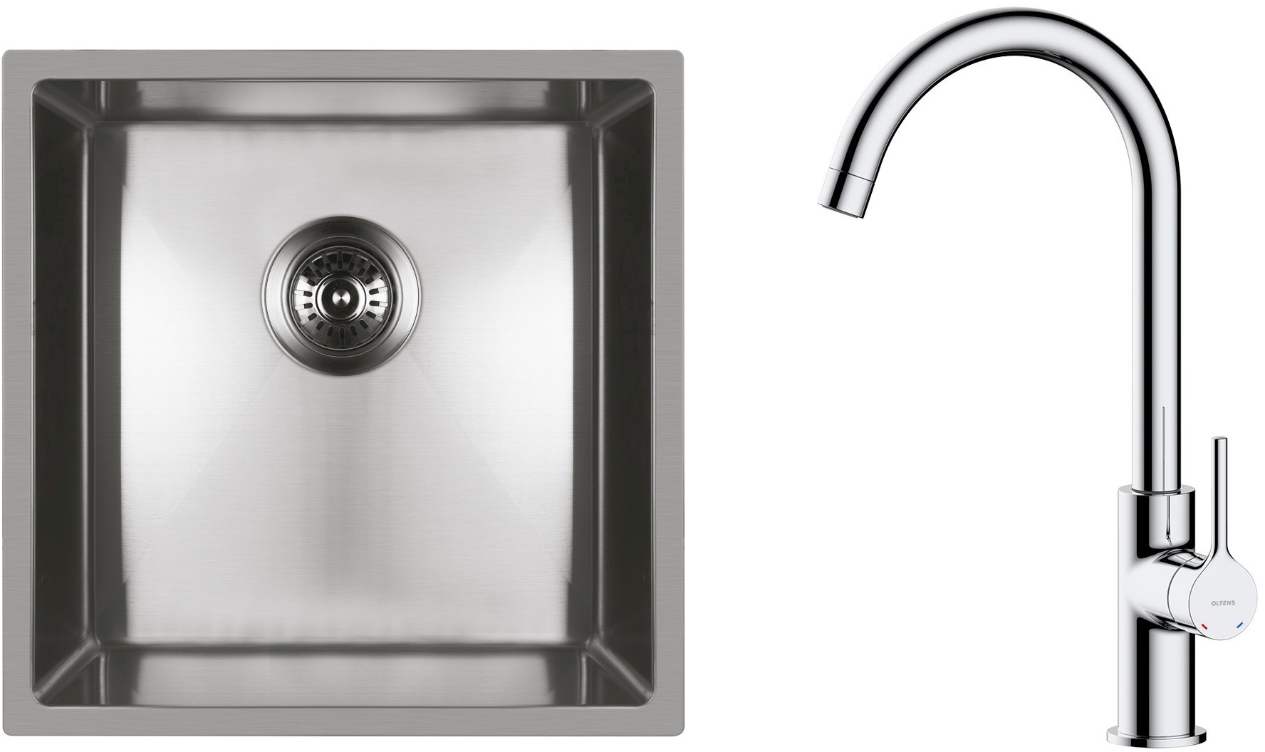 Set Stahlspüle Oltens Stalvask 71100100, Küchenarmatur Oltens Skafta 35206100