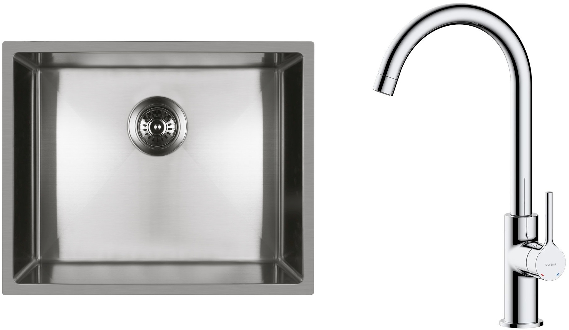 Set Stahlspüle Oltens Stalvask 71101100, Küchenarmatur Oltens Skafta 35206100