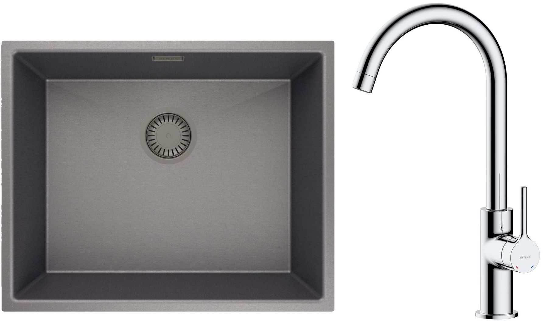 Set Stahlspüle Oltens Stalvask 71101300, Küchenarmatur Oltens Skafta 35206100
