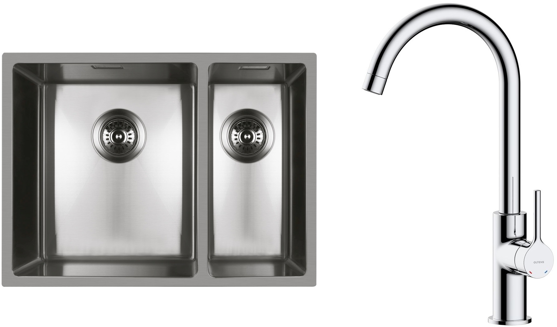 Set Stahlspüle Oltens Stalvask 71200100, Küchenarmatur Oltens Skafta 35206100