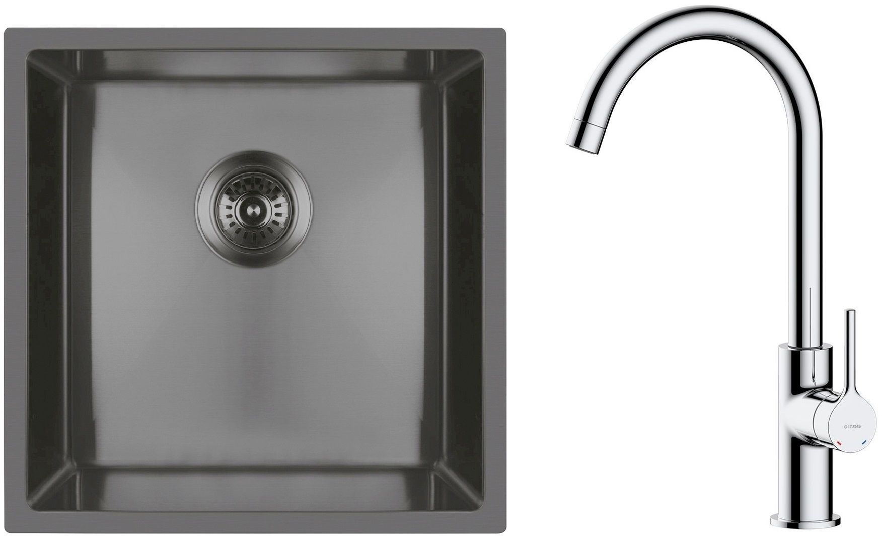 Set Stahlspüle Oltens Stalvask 71100300, Küchenarmatur Oltens Skafta 35206100