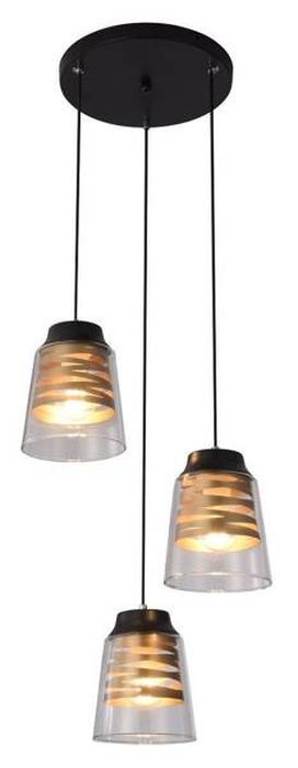 Candellux Fresno Pendelleuchte 3x60 W schwarz-transparent-gold 33-78988