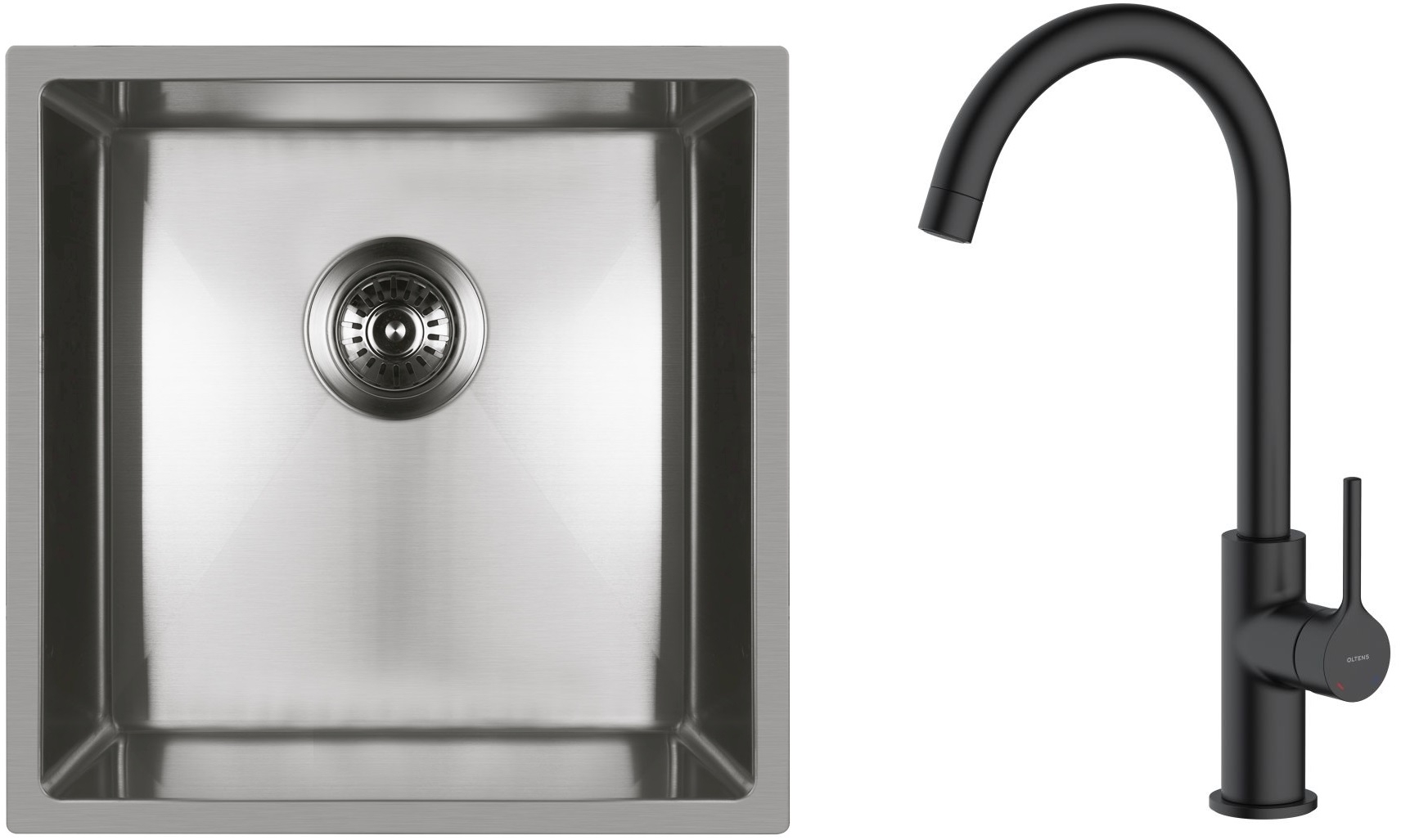 Set Stahlspüle Oltens Stalvask 71100100, Küchenarmatur Oltens Skafta 35206300