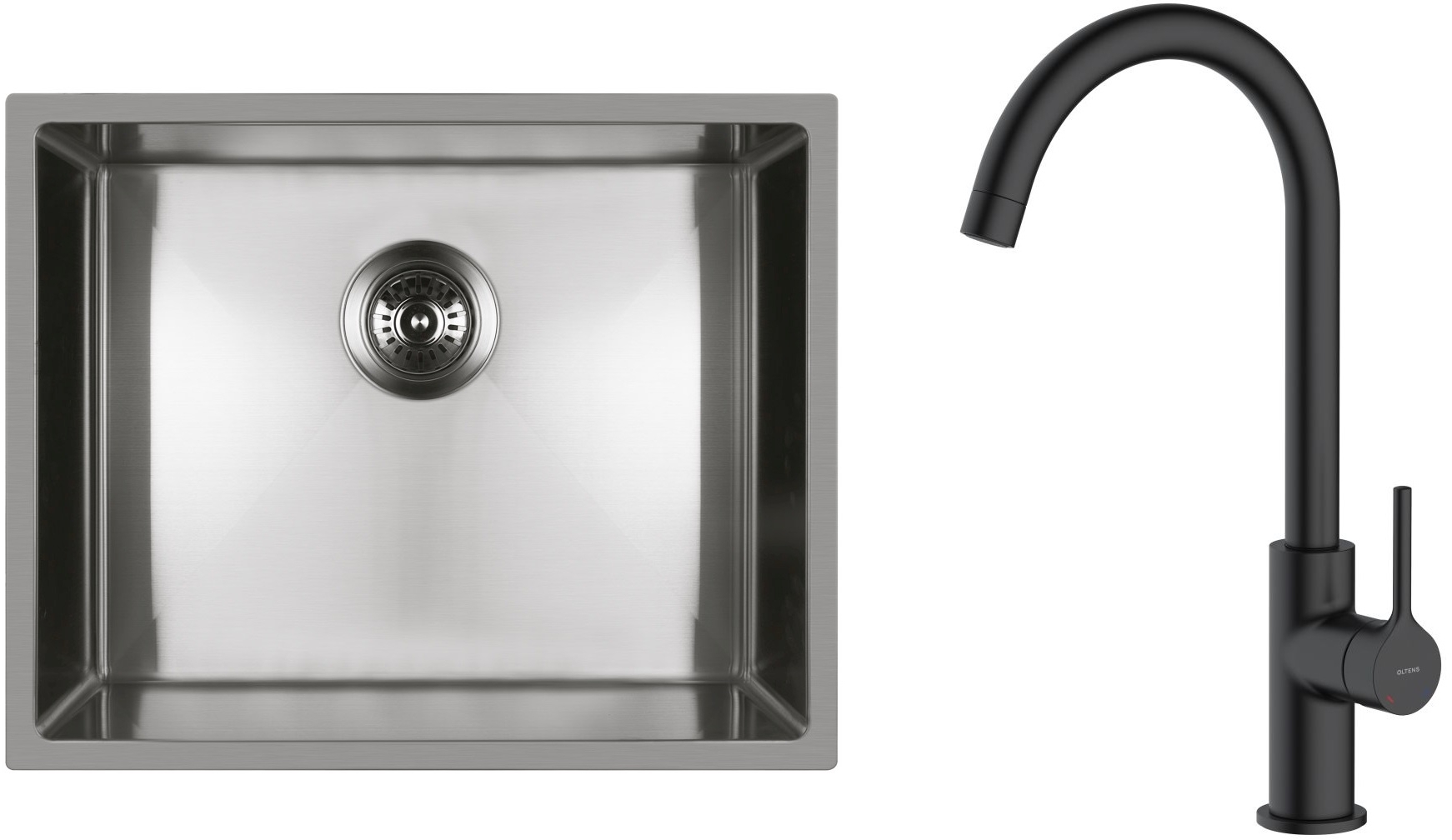 Set Stahlspüle Oltens Stalvask 71101100, Küchenarmatur Oltens Skafta 35206300