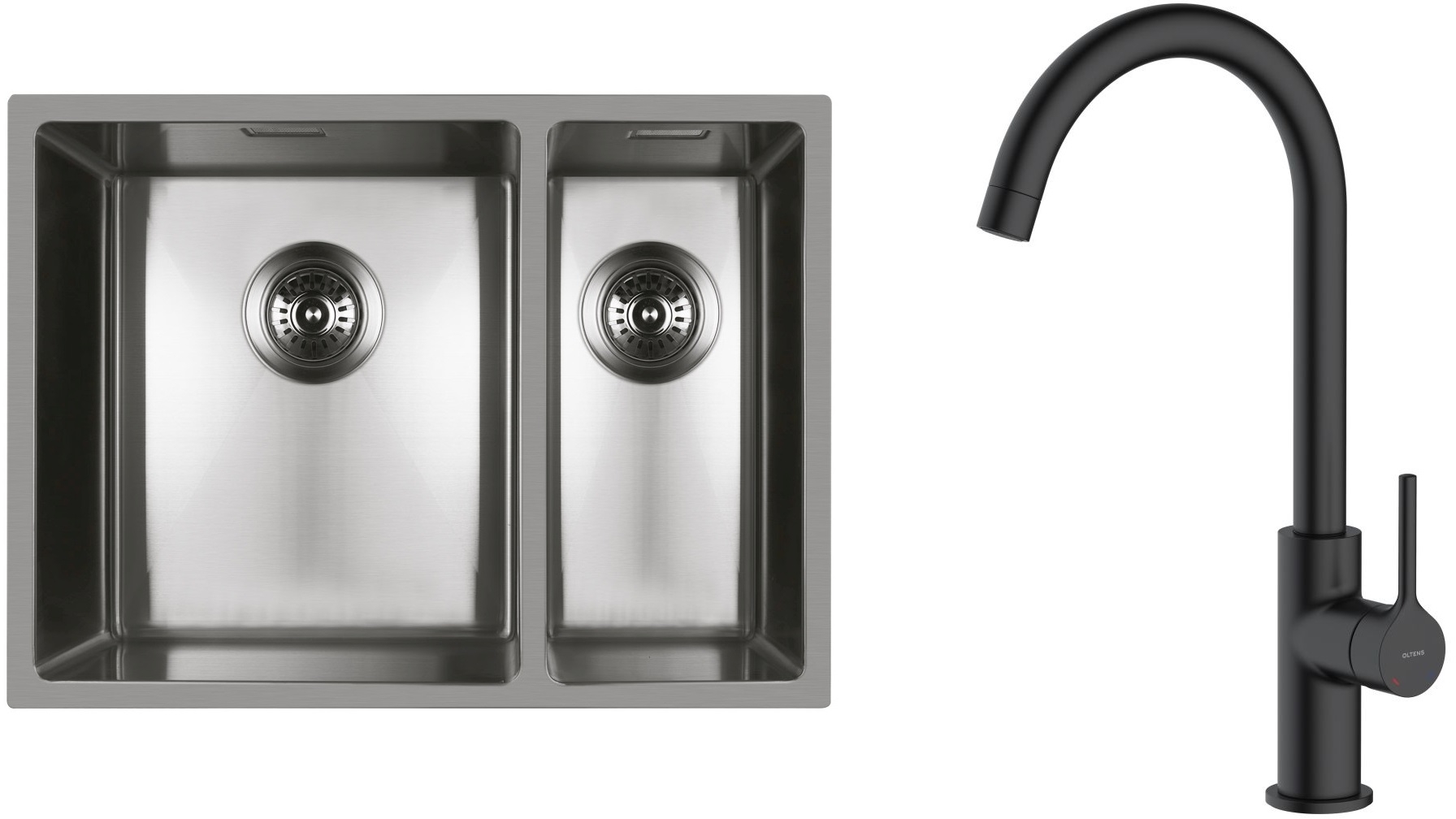 Set Stahlspüle Oltens Stalvask 71200100, Küchenarmatur Oltens Skafta 35206300