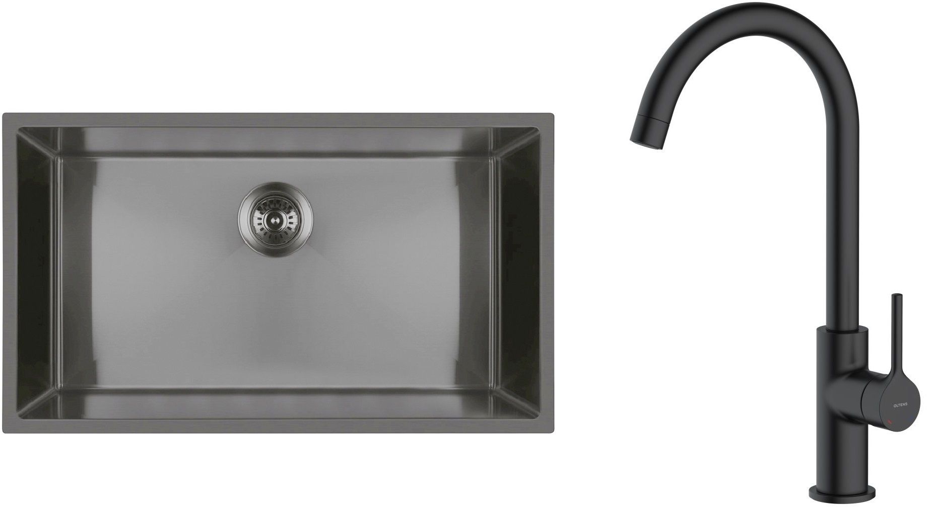 Set Stahlspüle Oltens Stalvask 71102300, Küchenarmatur Oltens Skafta 35206300