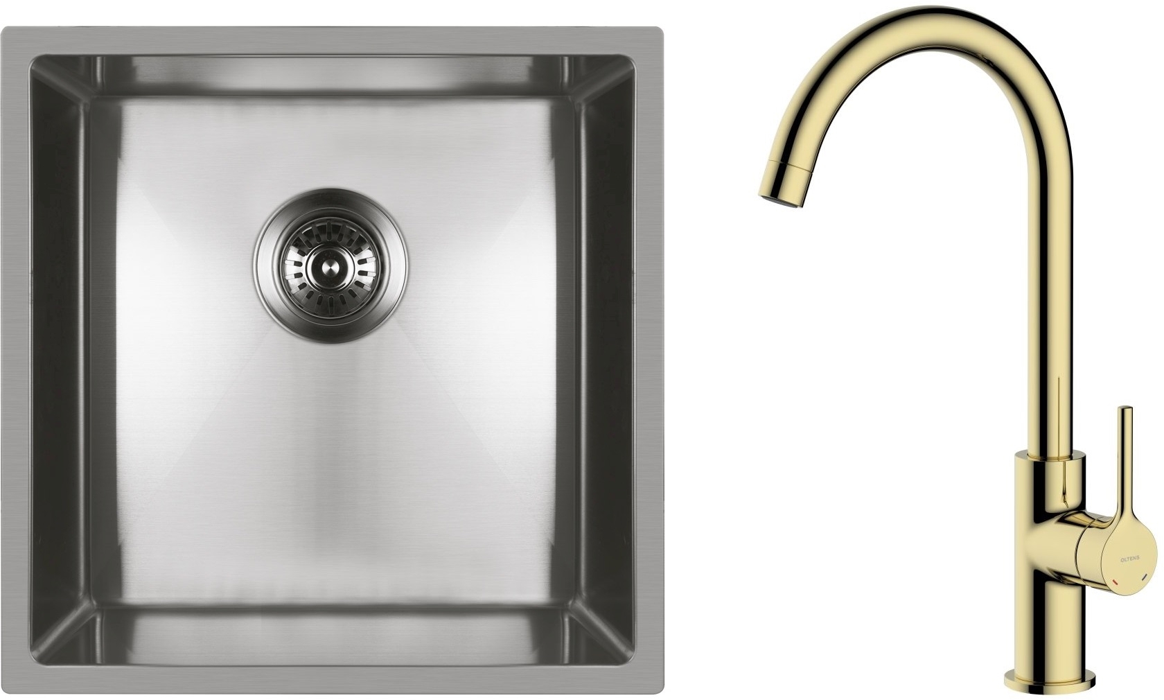 Set Stahlspüle Oltens Stalvask 71100100, Küchenarmatur Oltens Skafta 35206800