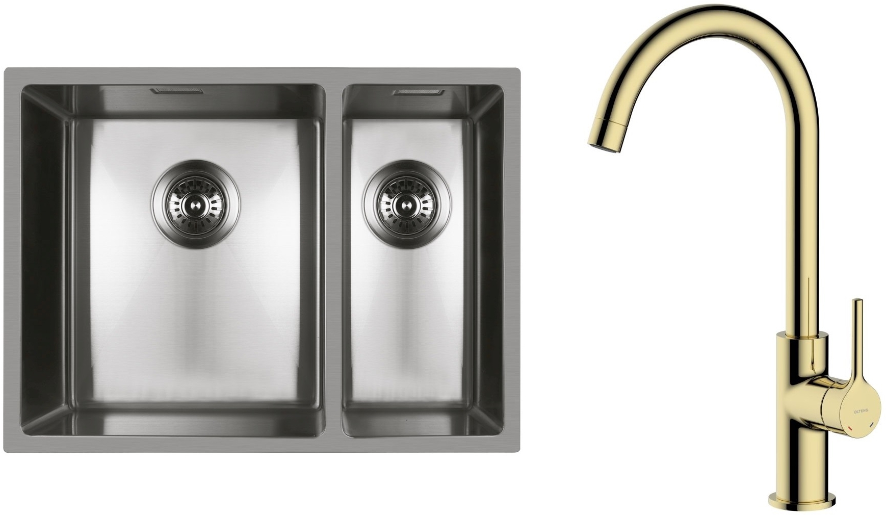 Set Stahlspüle Oltens Stalvask 71200100, Küchenarmatur Oltens Skafta 35206800