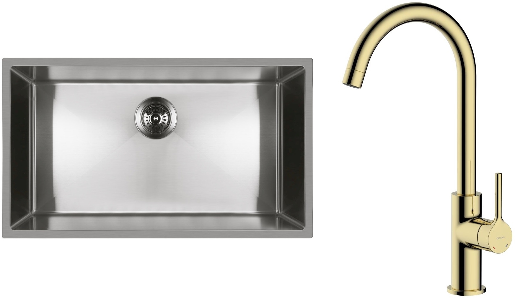 Set Stahlspüle Oltens Stalvask 71102100, Küchenarmatur Oltens Skafta 35206800