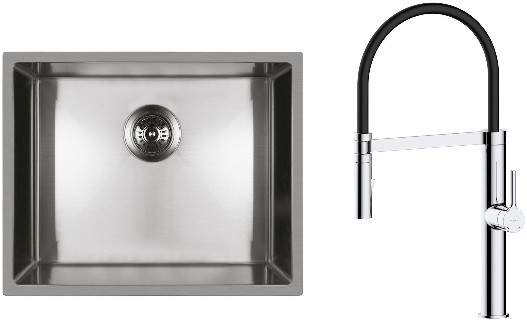 Set Stahlspüle Oltens Stalvask 71101100, Küchenarmatur Oltens Borga 35207100