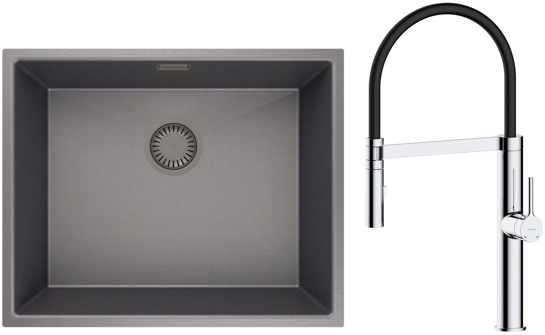 Set Stahlspüle Oltens Stalvask 71101300, Küchenarmatur Oltens Borga 35207100