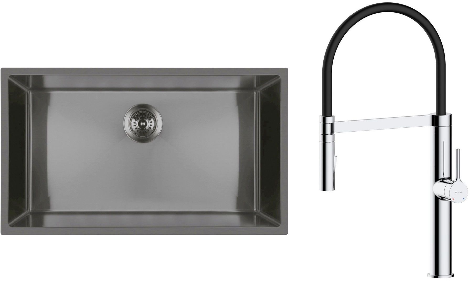Set Stahlspüle Oltens Stalvask 71102300, Küchenarmatur Oltens Borga 35207100