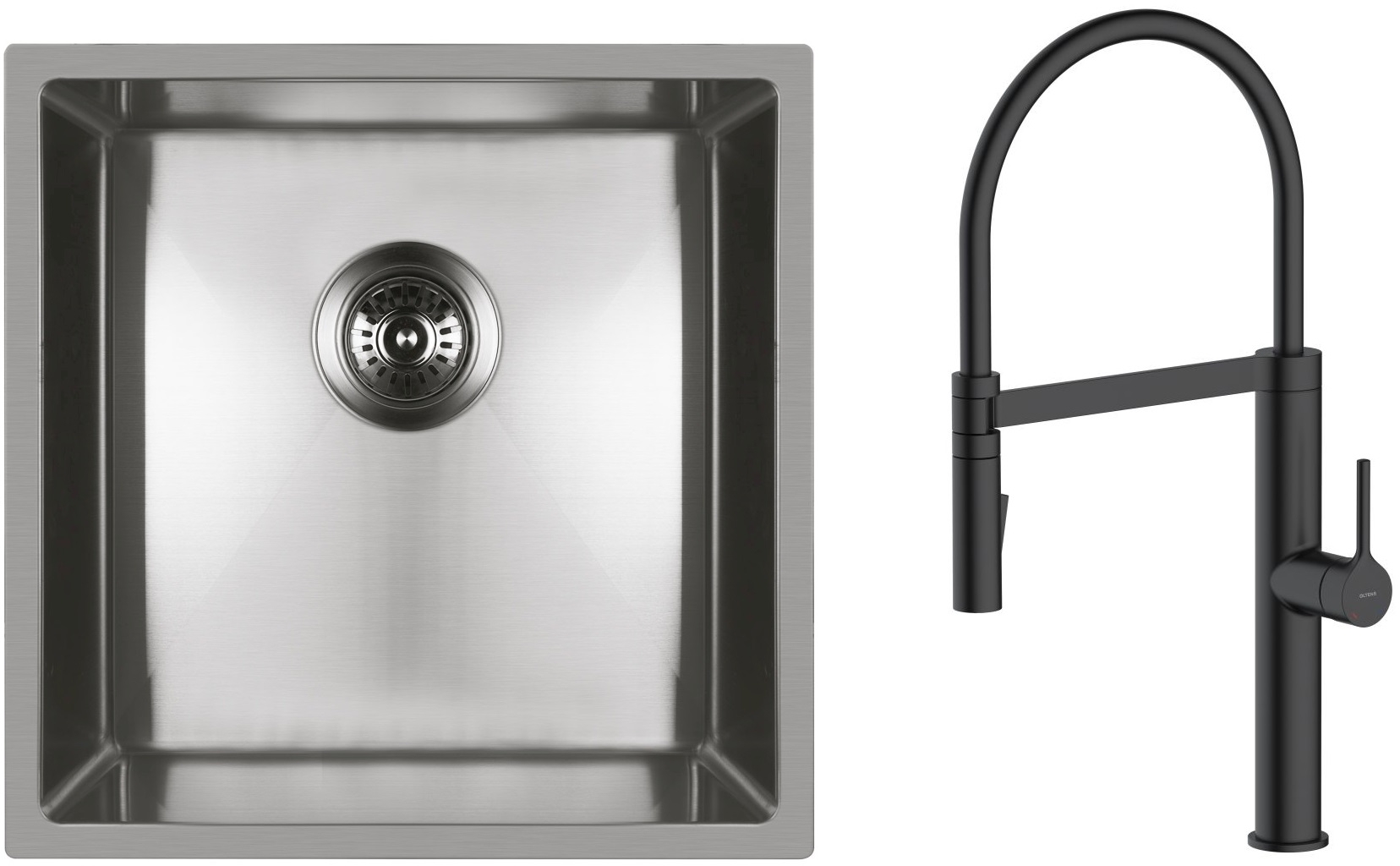 Set Küchenarmatur Oltens Borga 35207300, Stahlspüle Oltens Stalvask 71100100