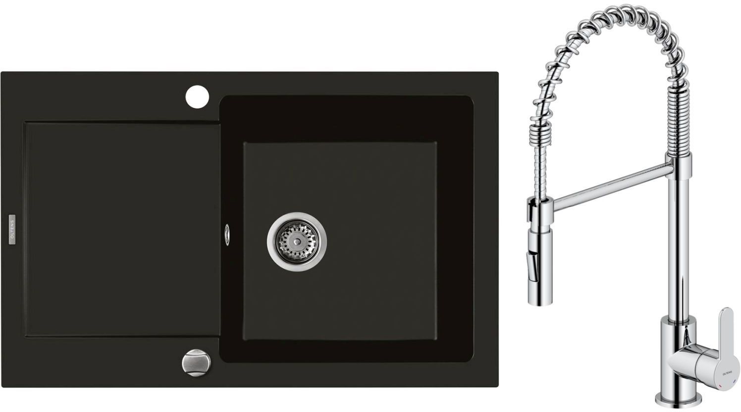 Set Küchenarmatur Oltens Duf 35203100, Granitspüle Oltens Gravan 72100300