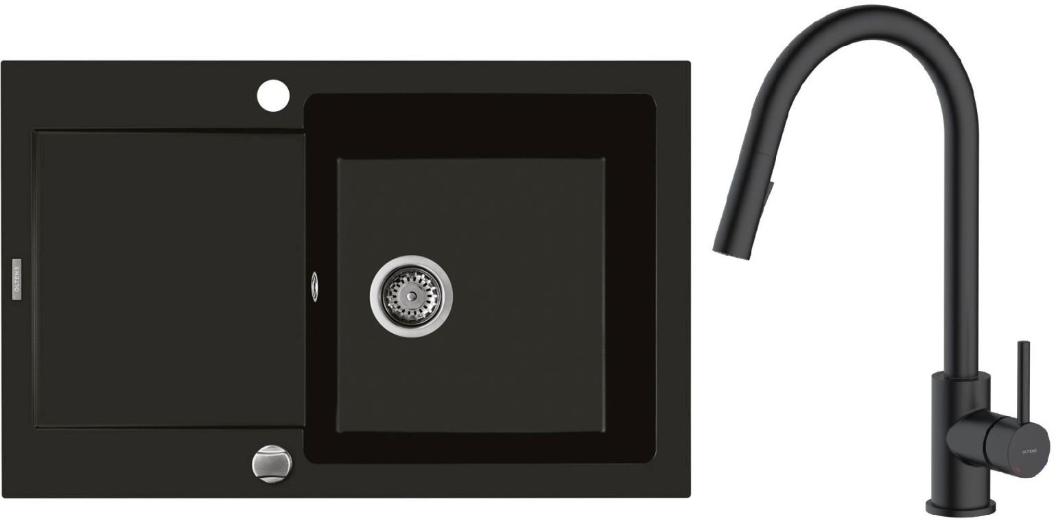 Set Granitspüle Oltens Gravan 72100300, Küchenarmatur Oltens Litla 35204300