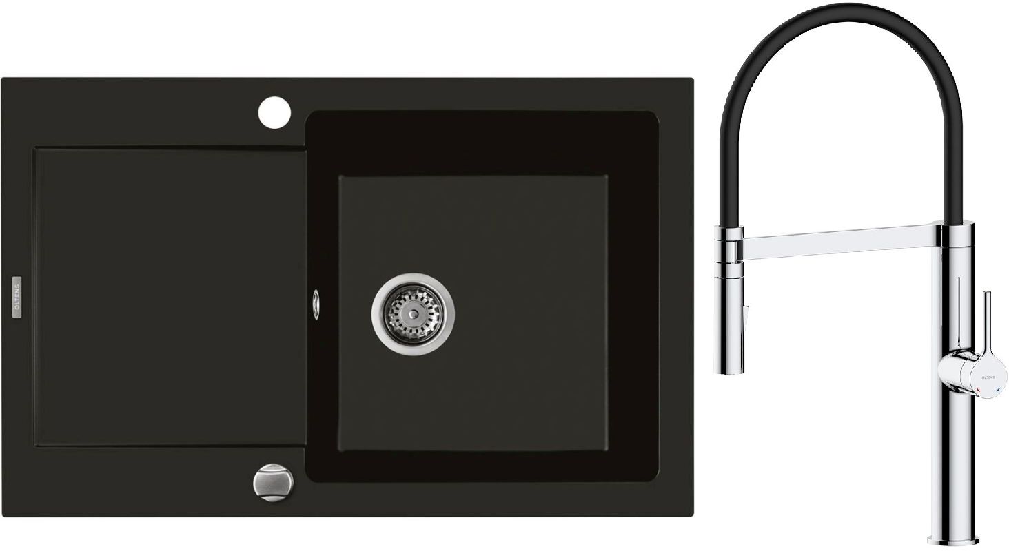 Set Küchenarmatur Oltens Borga 35207100, Granitspüle Oltens Gravan 72100300