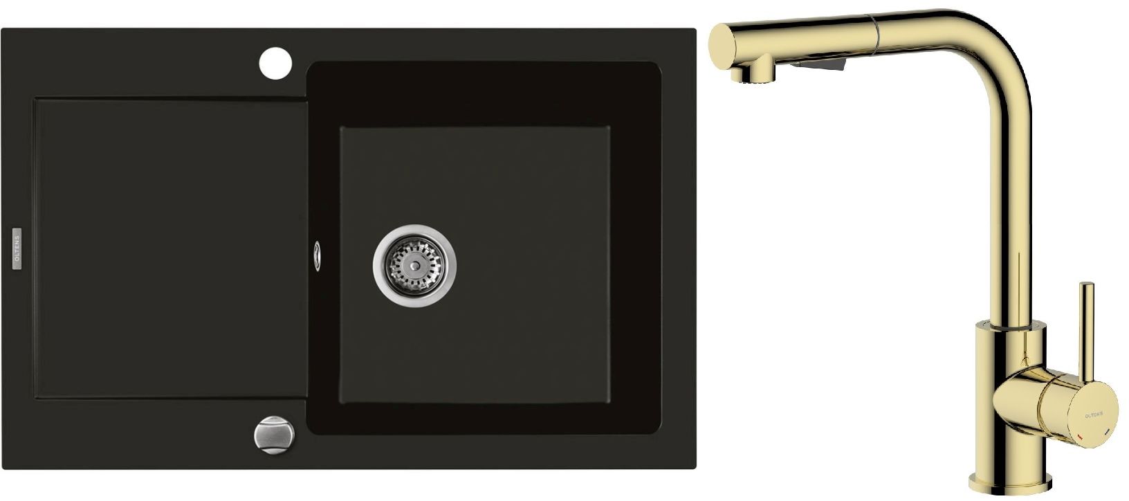 Set Küchenarmatur Oltens Myvat 35205800, Granitspüle Oltens Gravan 72100300