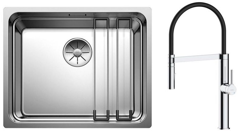 Set Stahlspüle Blanco Etagon 500-U 521841, Küchenarmatur Oltens Borga 35207100