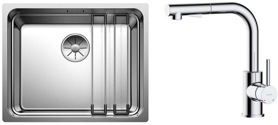Set Stahlspüle Blanco Etagon 500-U 521841, Küchenarmatur Oltens Myvat 35205100