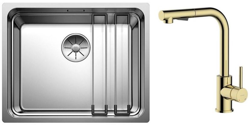 Set Stahlspüle Blanco Etagon 500-U 521841, Küchenarmatur Oltens Myvat 35205800