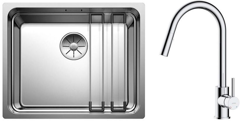 Set Stahlspüle Blanco Etagon 500-U 521841, Küchenarmatur Oltens Litla 35204100