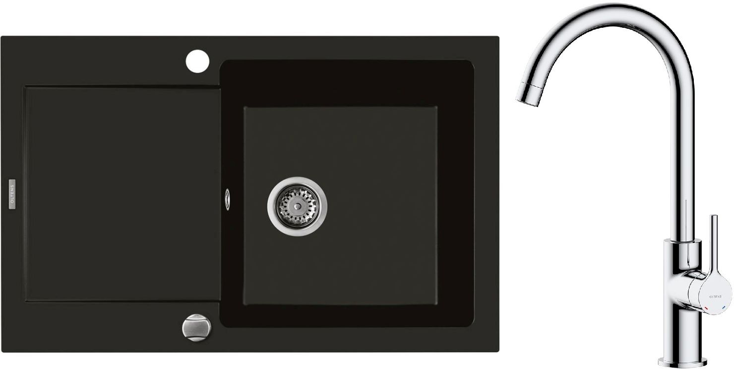 Set Granitspüle Oltens Gravan 72100300, Küchenarmatur Oltens Skafta 35206100