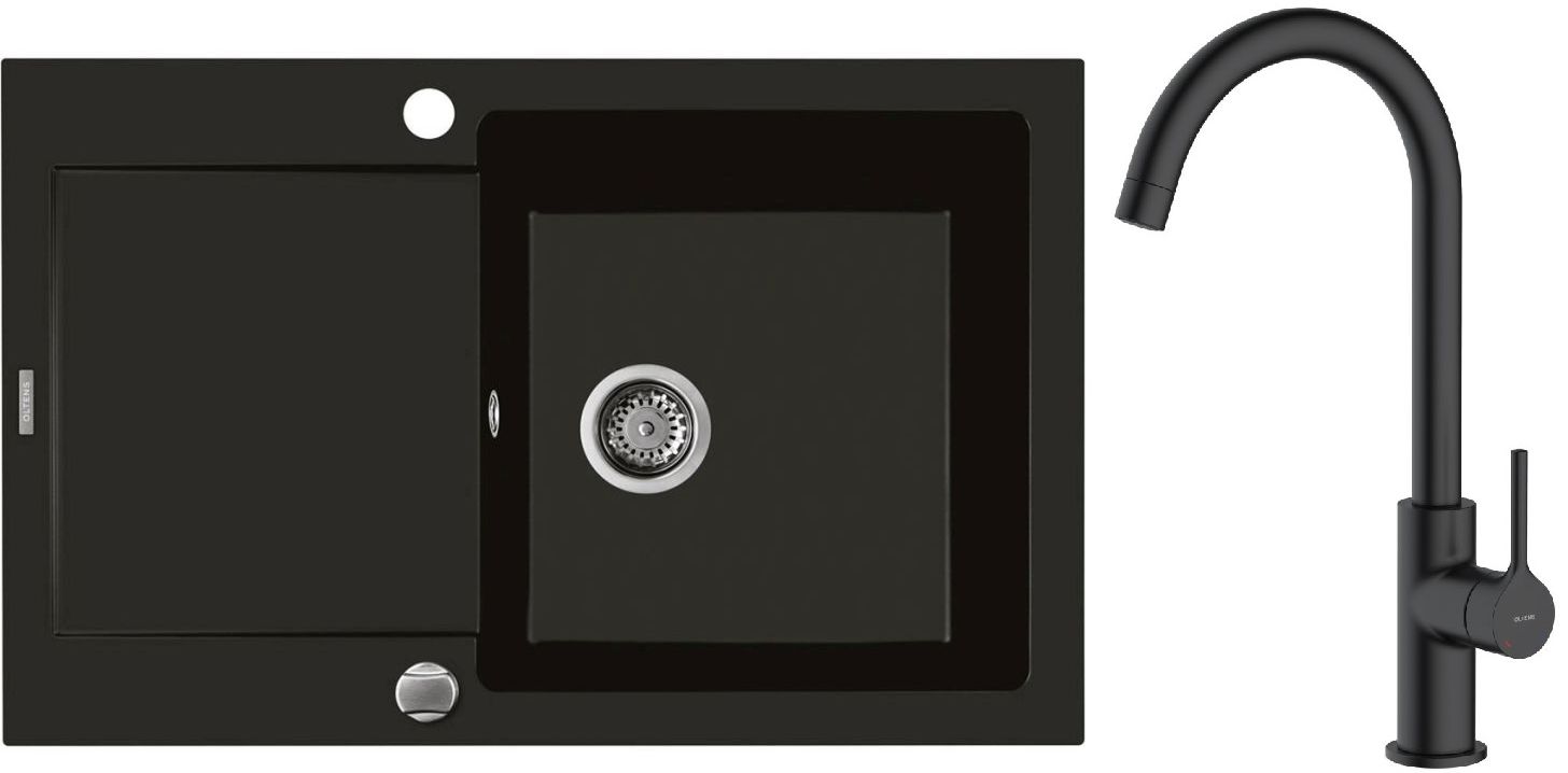 Set Granitspüle Oltens Gravan 72100300, Küchenarmatur Oltens Skafta 35206300