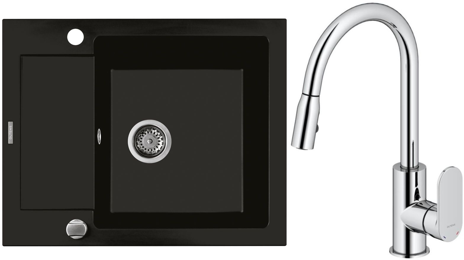 Set Granitspüle Oltens Gravan 72102300, Küchenarmatur Oltens Lista 35202100