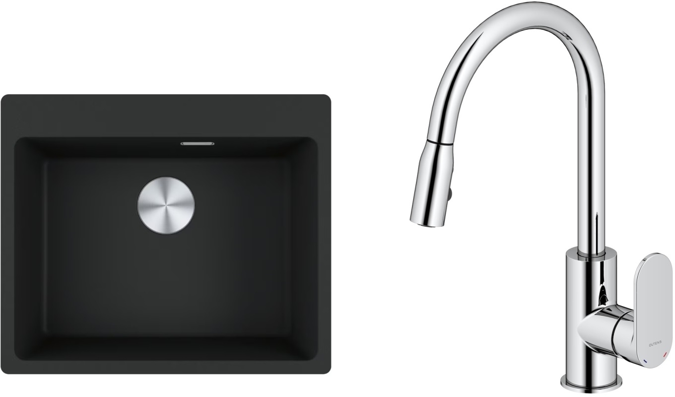 Set Granitspüle Franke Maris 114.0661.794, Küchenarmatur Oltens Lista 35202100