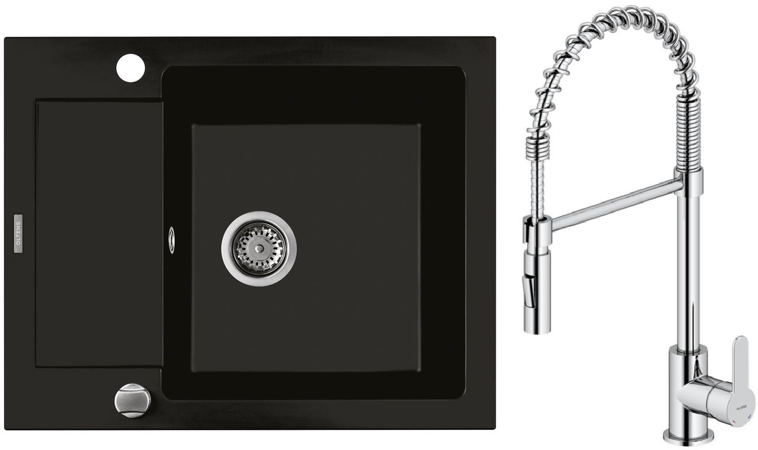 Set Küchenarmatur Oltens Duf 35203100, Granitspüle Oltens Gravan 72102300