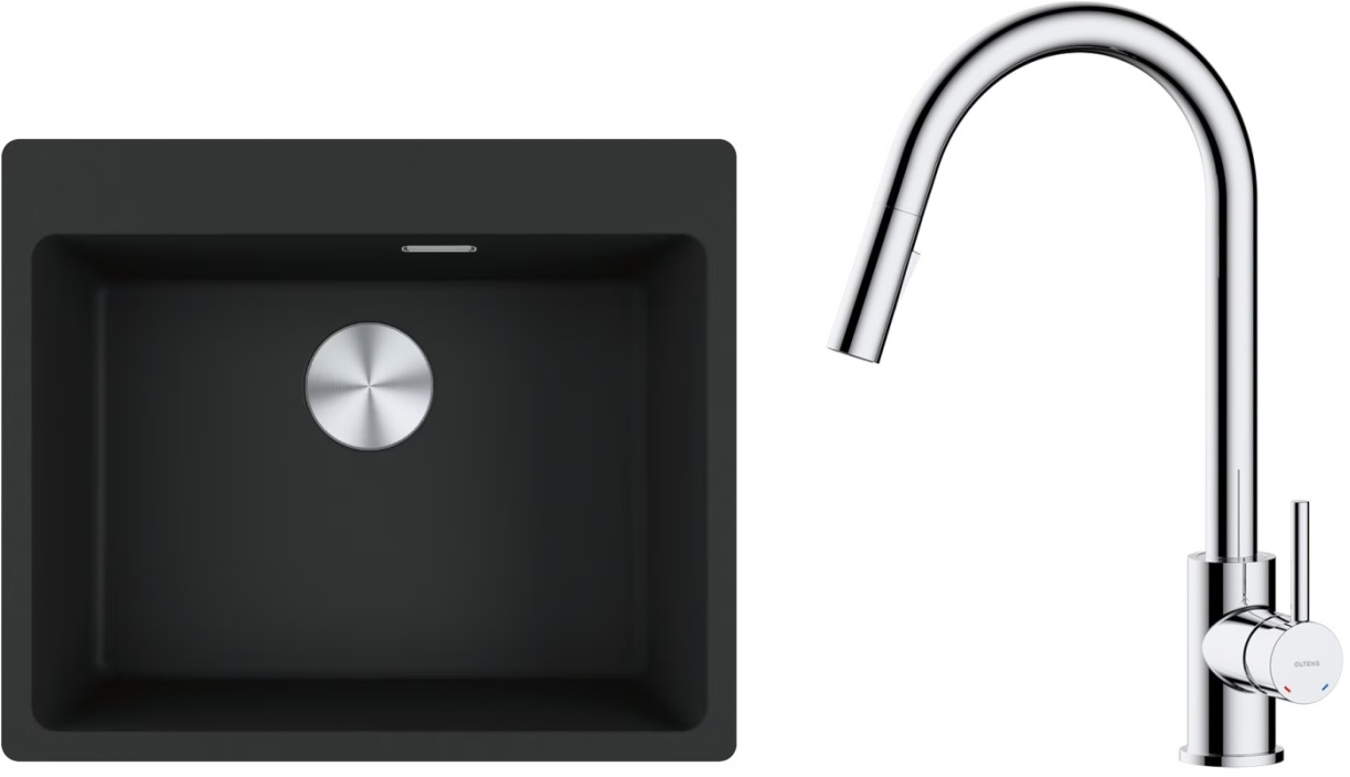 Set Granitspüle Franke Maris 114.0661.794, Küchenarmatur Oltens Litla 35204100