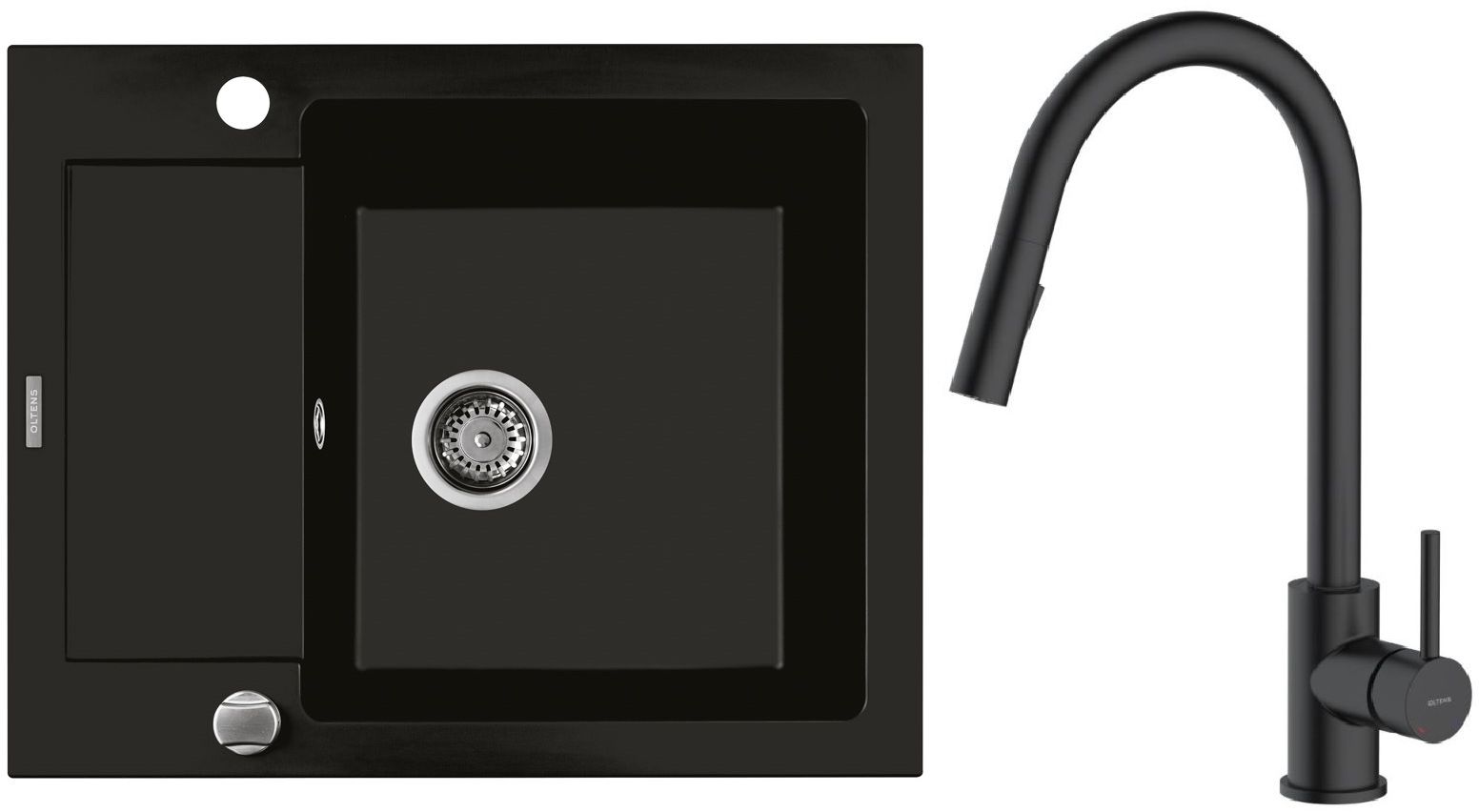 Set Granitspüle Oltens Gravan 72102300, Küchenarmatur Oltens Litla 35204300