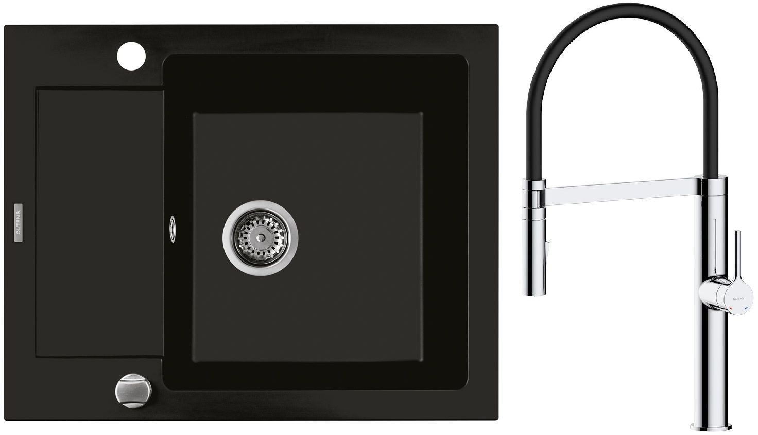 Set Küchenarmatur Oltens Borga 35207100, Granitspüle Oltens Gravan 72102300