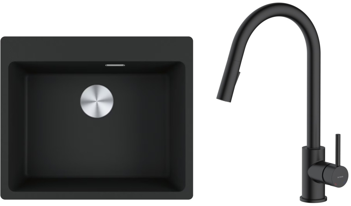 Set Granitspüle Franke Maris 114.0661.794, Küchenarmatur Oltens Litla 35204300