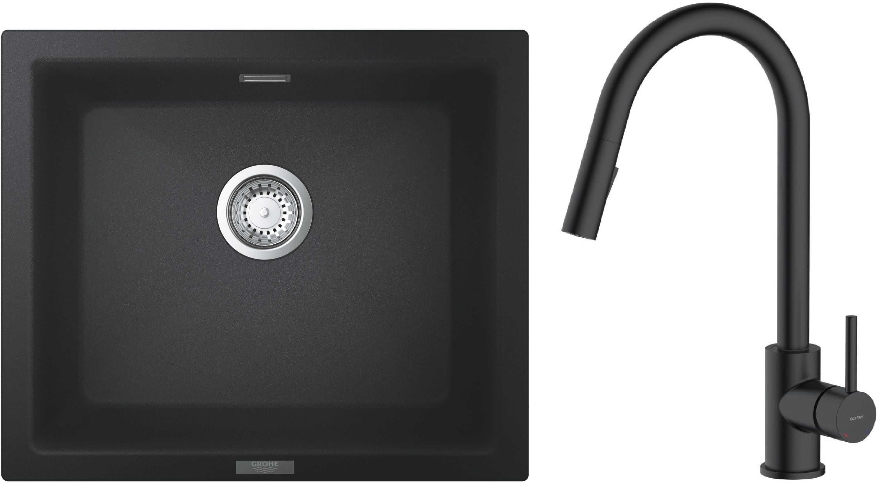 Set Granitspüle Grohe K700 31654AP0, Küchenarmatur Oltens Litla 35204300